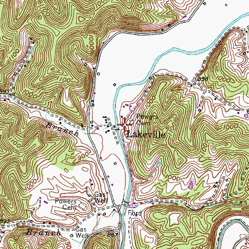 Topographic Map of Flint Branch, KY
