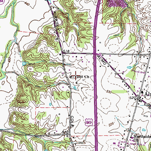 Topographic Map of Flint Church, KY