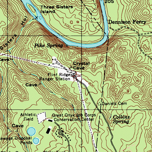 Topographic Map of Flint Ridge Ranger Station, KY
