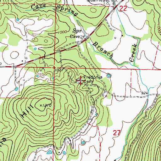 Topographic Map of Fredonia Cemetery, AR