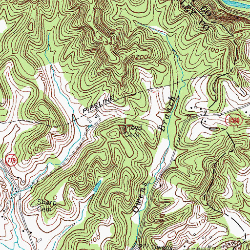 Topographic Map of Floyd Cemetery, KY