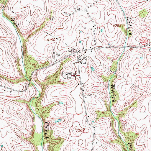 Topographic Map of Floyd Cemetery, KY