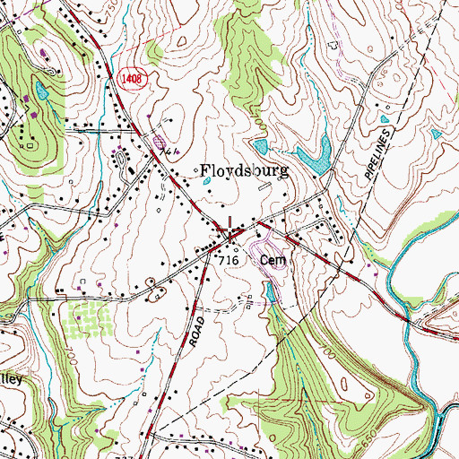 Topographic Map of Floydsburg, KY