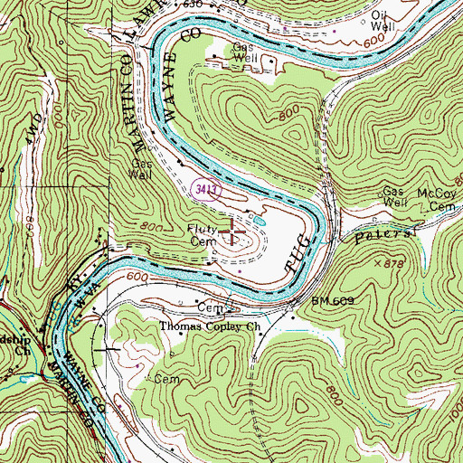 Topographic Map of Fluty Cemetery, KY