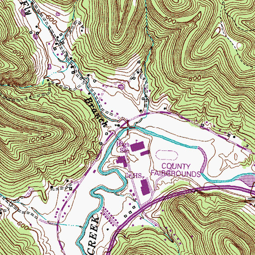 Topographic Map of Fly Branch, KY