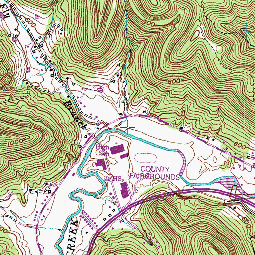 Topographic Map of Fly Branch School, KY