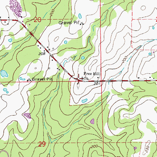 Topographic Map of Free Hill Church, AR