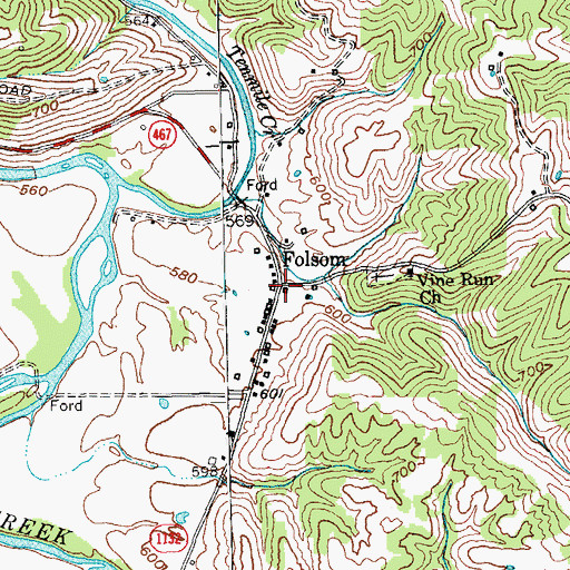 Topographic Map of Folsom, KY