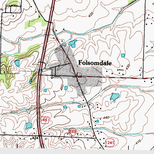 Topographic Map of Folsomdale, KY