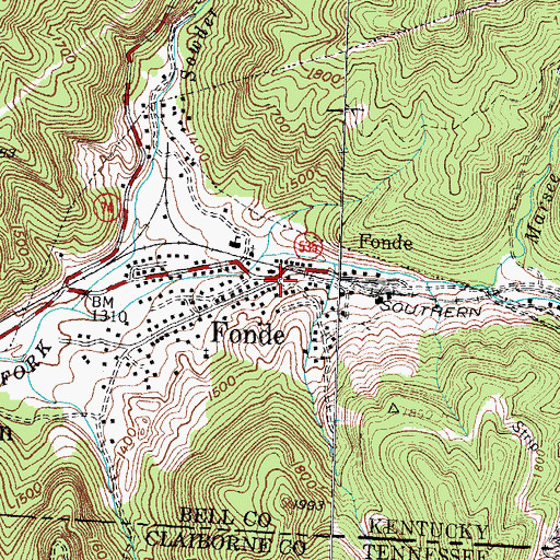Topographic Map of Fonde, KY