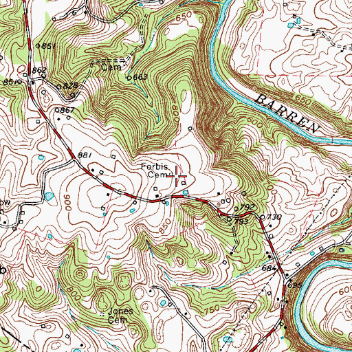 Topographic Map of Forbis Cemetery, KY