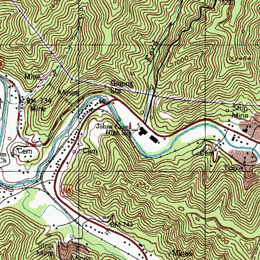 Topographic Map of Ford Branch, KY