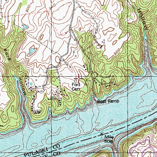Topographic Map of Ford Cemetery, KY