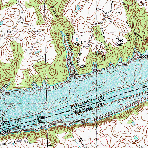 Topographic Map of Ford Hollow, KY