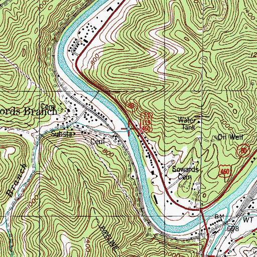 Topographic Map of Fords Branch, KY