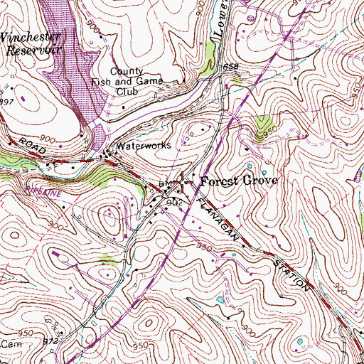 Topographic Map of Forest Grove, KY