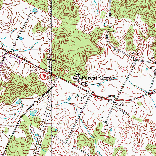 Topographic Map of Forest Grove Church, KY