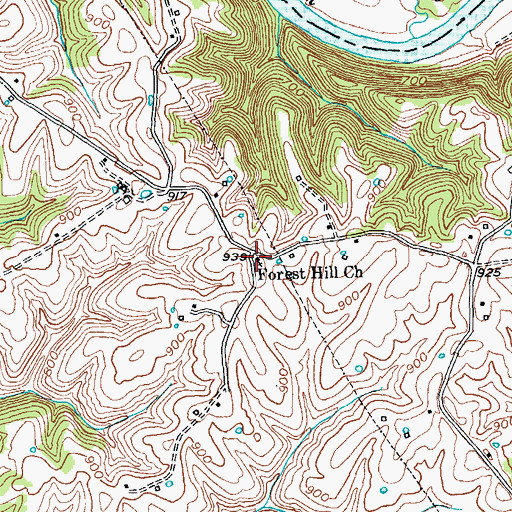 Topographic Map of Forest Hill Church, KY