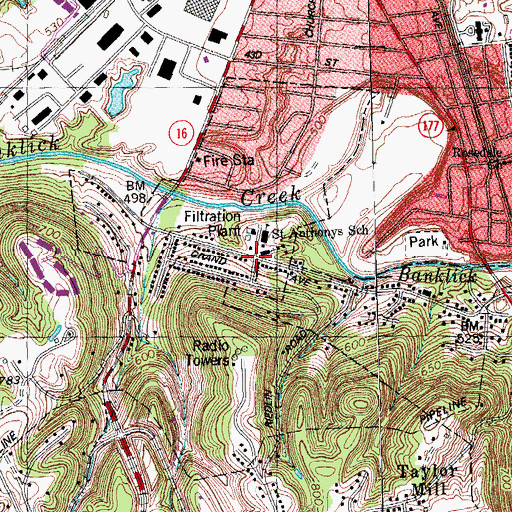 Topographic Map of Forest Hills, KY