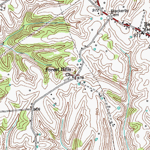 Topographic Map of Forest Hills Church, KY
