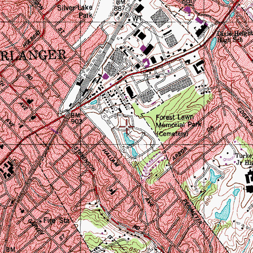 Topographic Map of Forest Lawn Memorial Park, KY