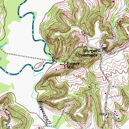 Topographic Map of Forgys Mill, KY