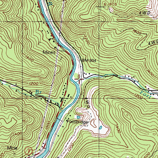 Topographic Map of Fort Branch, KY