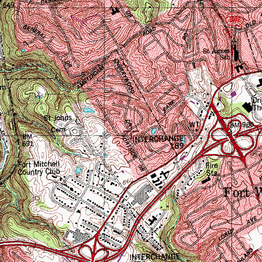 Topographic Map of Fort Mitchell, KY