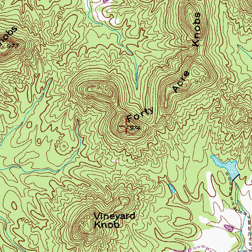 Topographic Map of Forty Acre Knob, KY