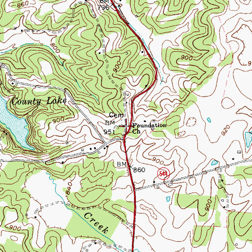 Topographic Map of Foundation Church, KY