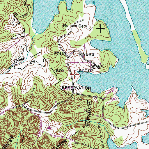 Topographic Map of Four Rivers Boy Scout Reservation, KY