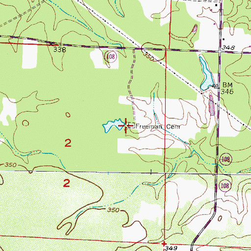 Topographic Map of Freeman Cemetery, AR