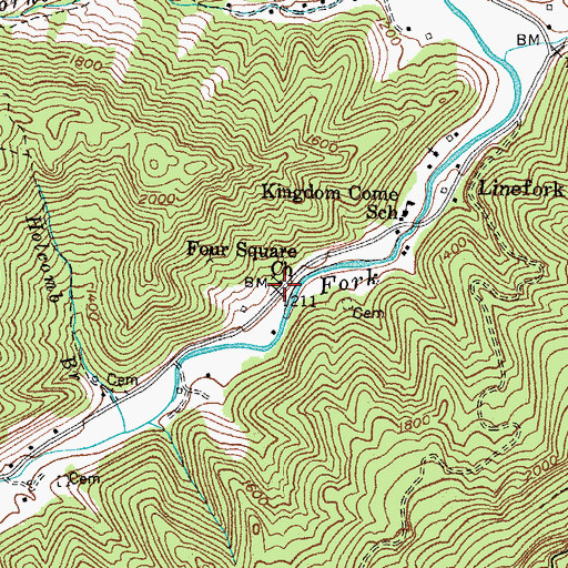 Topographic Map of Four Square Church, KY