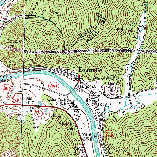 Topographic Map of Fourmile, KY