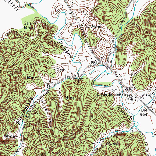 Topographic Map of Fourmile Branch, KY