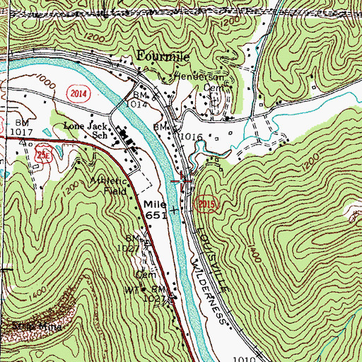 Topographic Map of Fourmile Creek, KY
