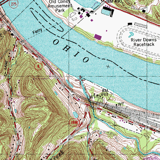 Topographic Map of Fourmile Creek, KY