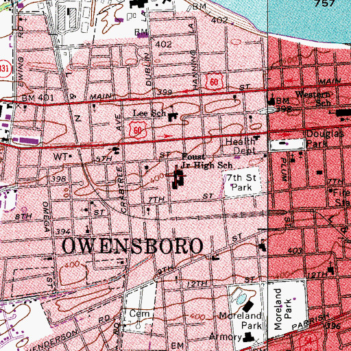 Topographic Map of Foust Junior High School, KY