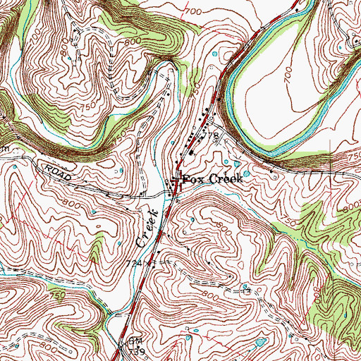 Topographic Map of Fox Creek, KY