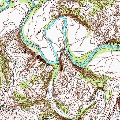 Topographic Map of Fox Creek, KY