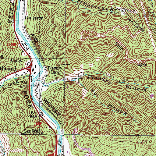 Topographic Map of Fox Hollow, KY