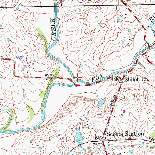 Topographic Map of Fox Run, KY