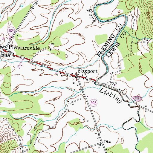 Topographic Map of Foxport, KY