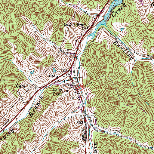 Topographic Map of Fraley Branch, KY