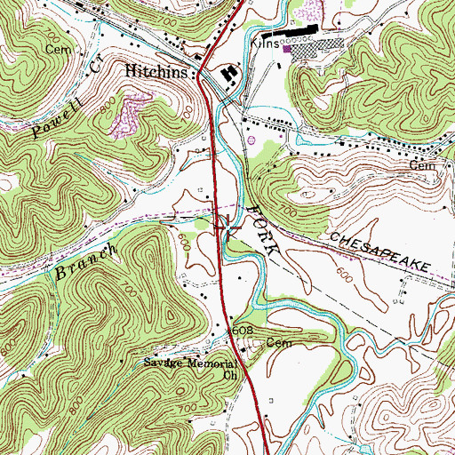 Topographic Map of Fraley Branch, KY