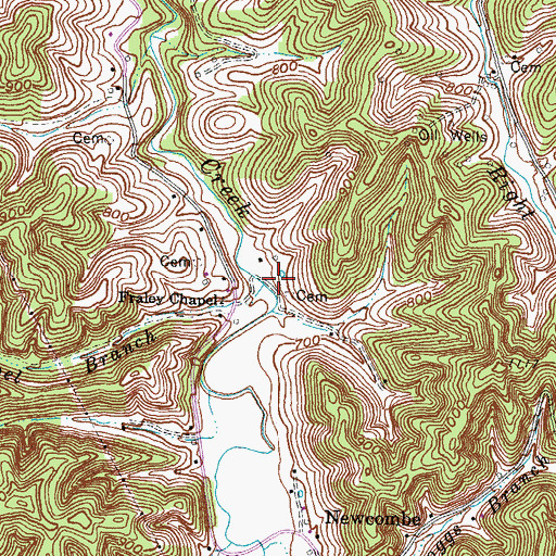 Topographic Map of Fraley Chapel Branch, KY
