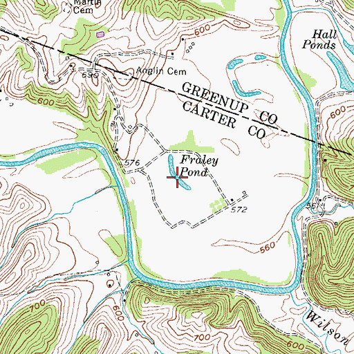 Topographic Map of Fraley Pond, KY