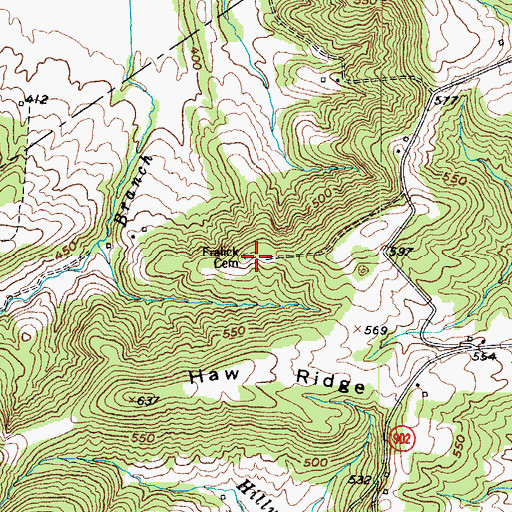 Topographic Map of Fralick Cemetery, KY