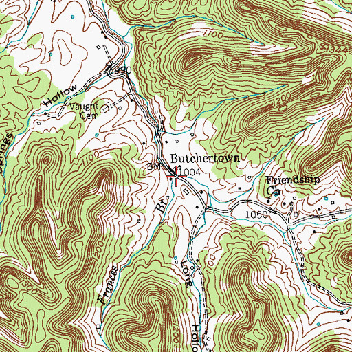 Topographic Map of Frances Branch, KY