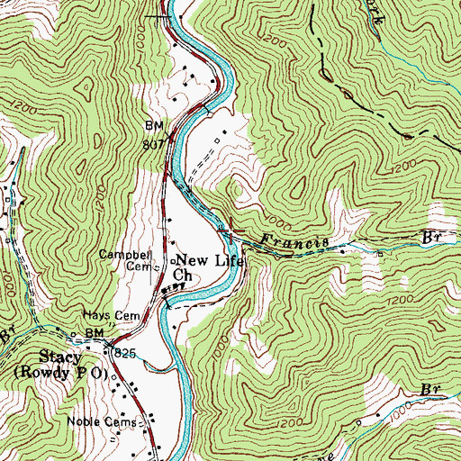Topographic Map of Francis Branch, KY